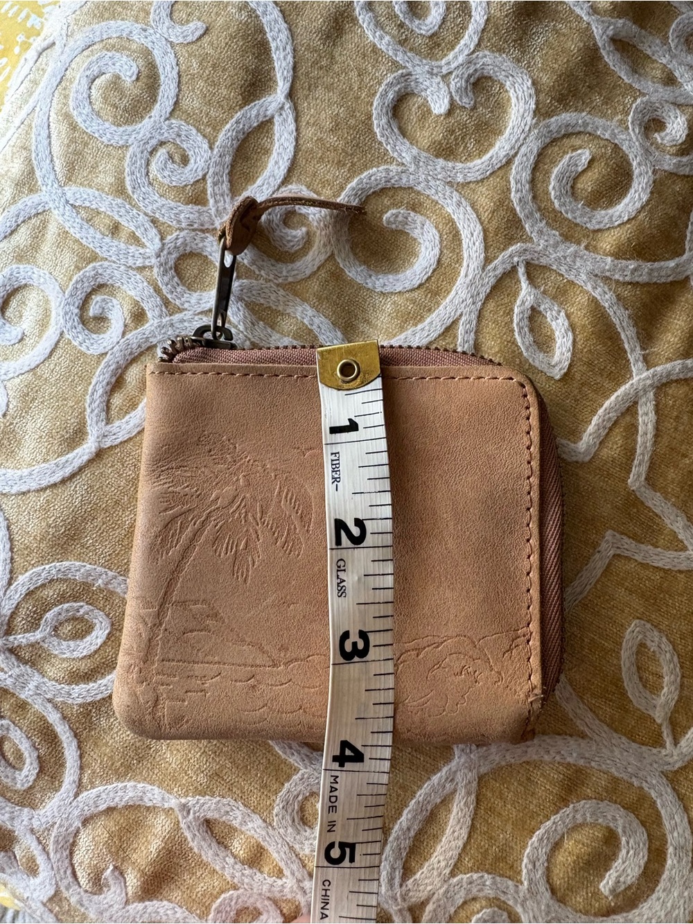 Vans Tan Leather Zip Wallet with Embossed Palm Design - Picture 5 of 5